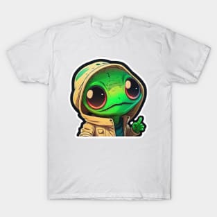 Cool Alien with a Hooded Pullover design #16 T-Shirt